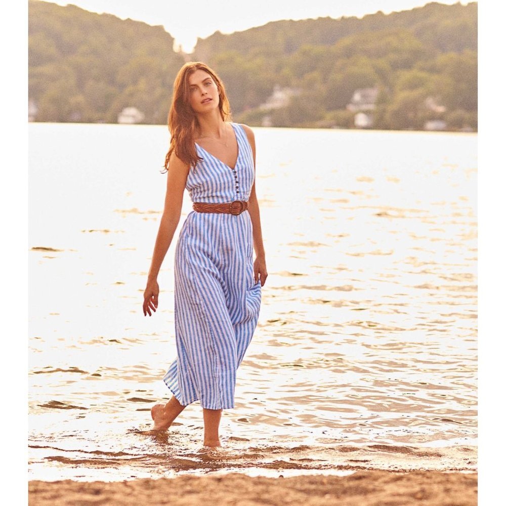Hatley Blue and White Striped Midi Dress